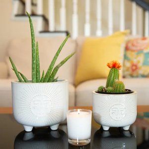 SUPER CUTE Bohemian "Sunny" Ceramic Planter---YOUR CHOICE of SM/ or LG!